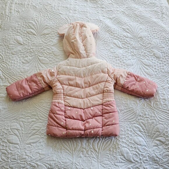 Disney Mickey Ears Coat, Pink with Bow Details, Toddler Girls 2T Faux Fur Lined - Picture 3 of 13